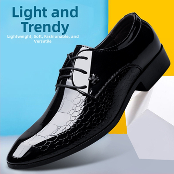 Άνοιξη 2025 Επαγγελματικά Επίσημα Ανδρικά Παπούτσια Βρετανικών Δερμάτινων Παπούτσιων με Κορδόνια, Μεγάλο Μέγεθος, Casual, Σχέδιο Φιδιού, Γυαλιστερά, Μυτερά Δάχτυλα, Αναπνέοντα και Αντιολισθητικά
