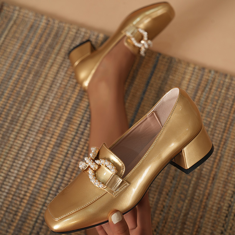 Brit stílusú női lapos cipők, sokoldalú őszi új stílusú, illatos Mary Jane cipők, alacsony sarkú, puha bőr vastag sarkú mokaszincipők, magas sarkú cipők