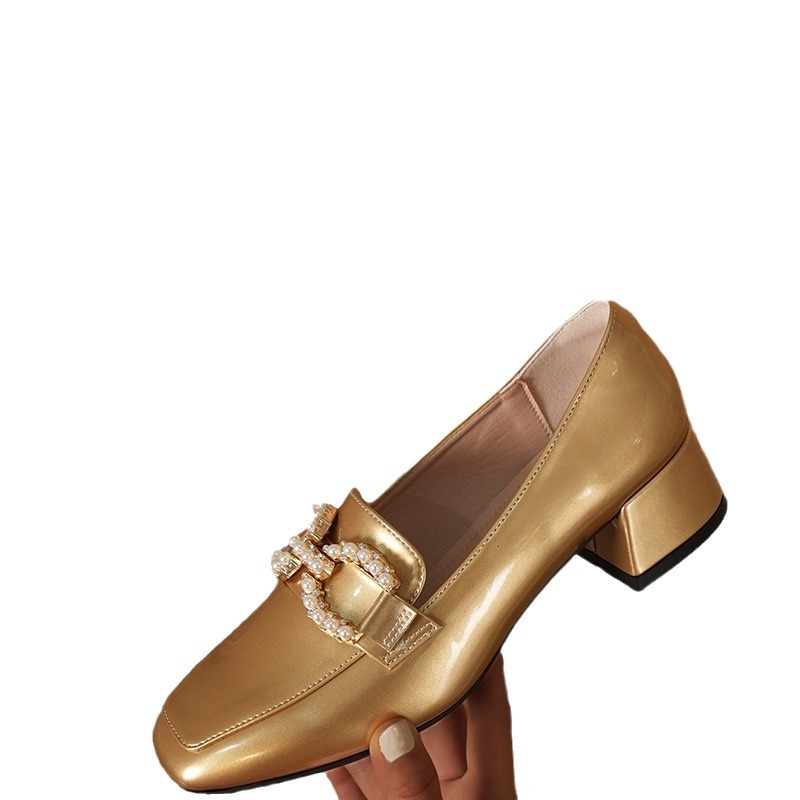 Brit stílusú női lapos cipők, sokoldalú őszi új stílusú, illatos Mary Jane cipők, alacsony sarkú, puha bőr vastag sarkú mokaszincipők, magas sarkú cipők