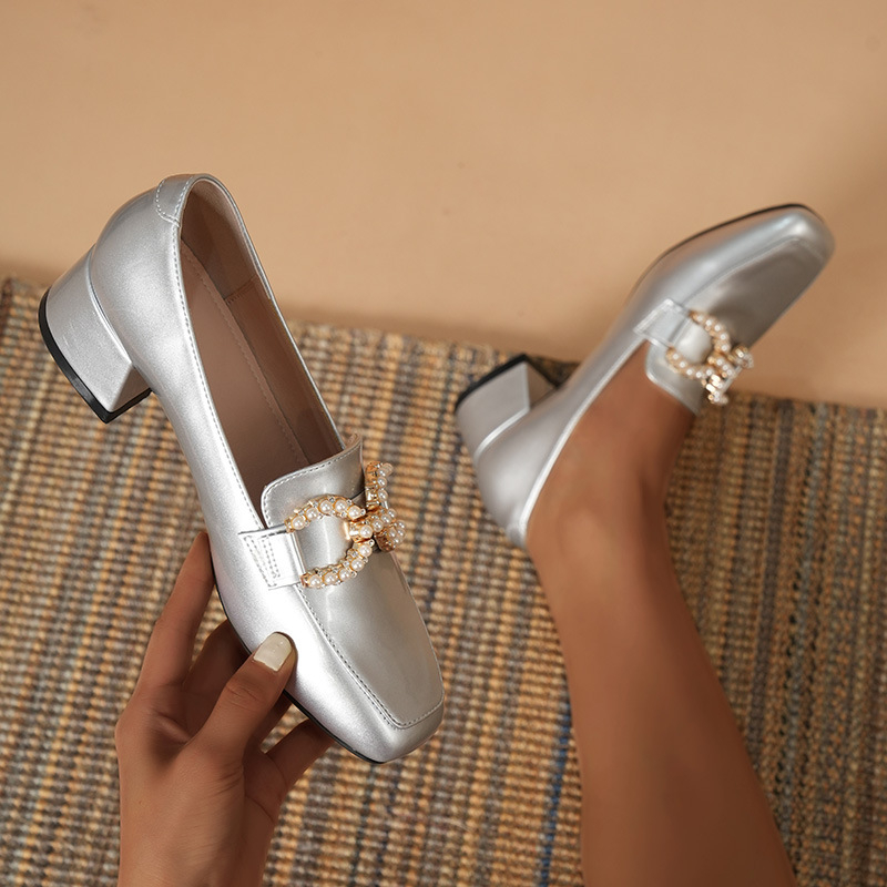 Brit stílusú női lapos cipők, sokoldalú őszi új stílusú, illatos Mary Jane cipők, alacsony sarkú, puha bőr vastag sarkú mokaszincipők, magas sarkú cipők