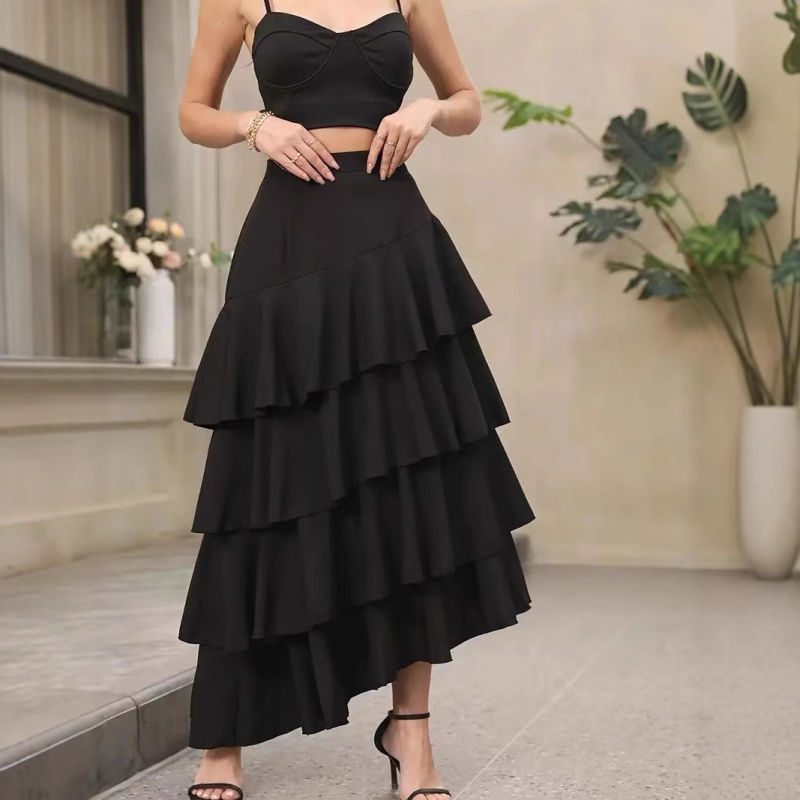 2025-ös, határokon átnyúló európai és amerikai tavaszi és nyári új, saját tervezésű, karcsúsító, magas derekú, szabálytalan hosszú szoknya, hosszú szoknya