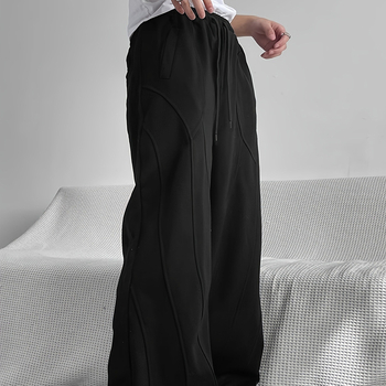 Határokon átnyúló amerikai retró széles szárú sportnadrág, férfi őszi-téli, polár bélésű, laza, lezser, egyenes szabású nadrág, lezser nadrág