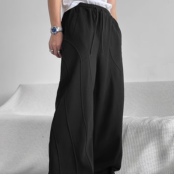 Határokon átnyúló amerikai retró széles szárú sportnadrág, férfi őszi-téli, polár bélésű, laza, lezser, egyenes szabású nadrág, lezser nadrág