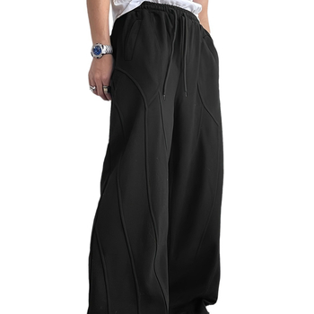 Határokon átnyúló amerikai retró széles szárú sportnadrág, férfi őszi-téli, polár bélésű, laza, lezser, egyenes szabású nadrág, lezser nadrág