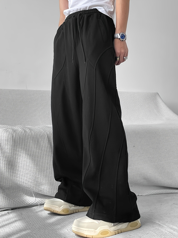 Határokon átnyúló amerikai retró széles szárú sportnadrág, férfi őszi-téli, polár bélésű, laza, lezser, egyenes szabású nadrág, lezser nadrág