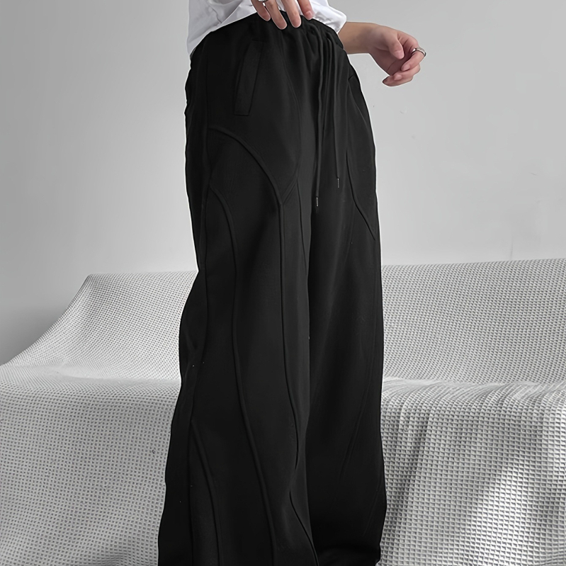 Határokon átnyúló amerikai retró széles szárú sportnadrág, férfi őszi-téli, polár bélésű, laza, lezser, egyenes szabású nadrág, lezser nadrág