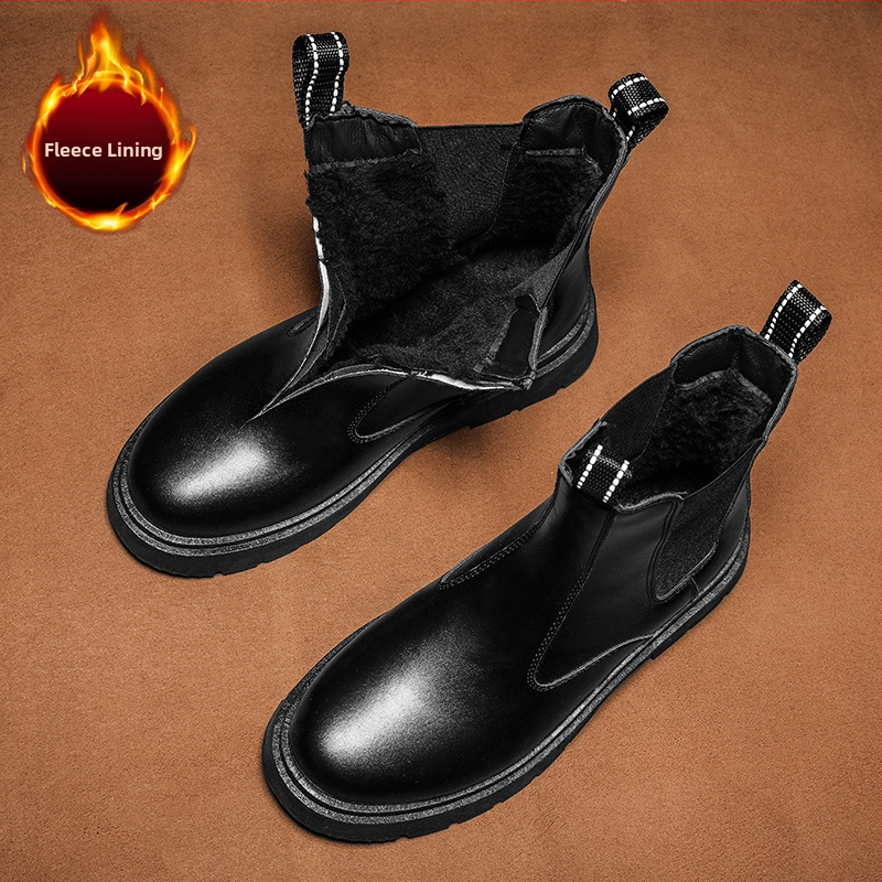 Мъжки ботуши Martin Boots, есен 2024, нови високи мотоциклетни кожени ботуши с дебела подметка, британски стил, Tide