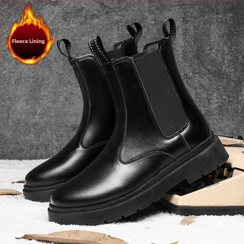 Мъжки ботуши Martin Boots, есен 2024, нови високи мотоциклетни кожени ботуши с дебела подметка, британски стил, Tide