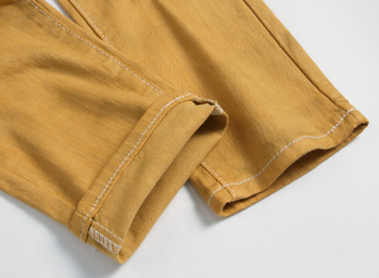 Eredeti európai és amerikai AliExpress High Street divatos, függő, festett sárga, rugalmas, karcsúsított farmernadrág