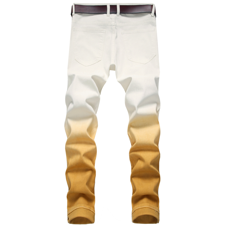 Eredeti európai és amerikai AliExpress High Street divatos, függő, festett sárga, rugalmas, karcsúsított farmernadrág