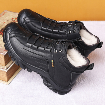 2023 νέα χειμωνιάτικα ανδρικά βαμβακερά παπούτσια, ζεστά, ψηλά, χοντρά βαμβακερά παπούτσια, αντιολισθητικές μπότες χιονιού, δερμάτινες μπότες για άνδρες
