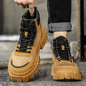 Aukštakulniai batai, britiško stiliaus rabarbarų spalvos batai, nauji rudens ir žiemos alpinizmo batai, storapadis, atsparūs dėvėjimuisi, aukštesni, laisvalaikio darbo batai.