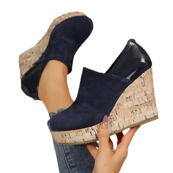 2025 őszi és téli új velúr ékcipő alkalmi külső viselet kerek fej megnövekedett külkereskedelem plus size bebújós cipők