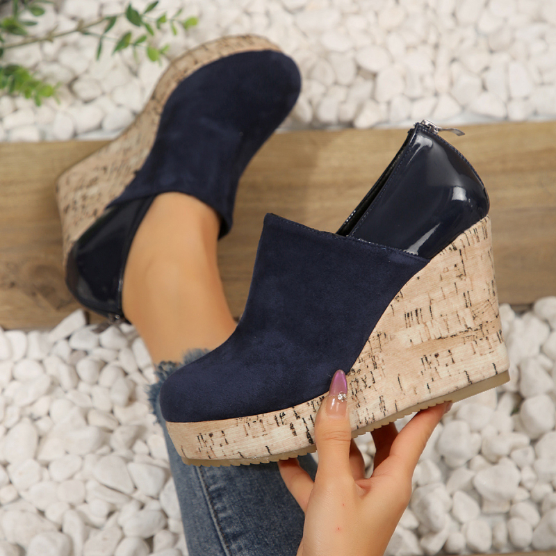 2025 őszi és téli új velúr ékcipő alkalmi külső viselet kerek fej megnövekedett külkereskedelem plus size bebújós cipők