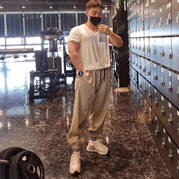 Jiaren muscle őszi és téli fitnesznadrág testvér edzőtrend laza pamut lélegző kosárlabda nadrág lábujj lezser hosszú