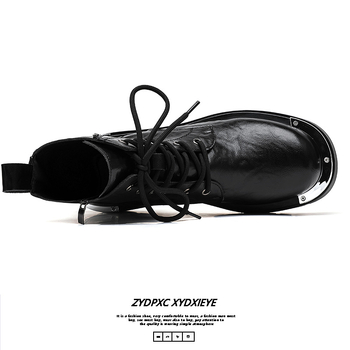 Juodi storapadžiai vyriški Martino aulinukai, 2024 m. rudens nauji britiško stiliaus trumpi aulinukai, europietiški ir amerikietiški kepti arkadiniai aulinukai 70065-E