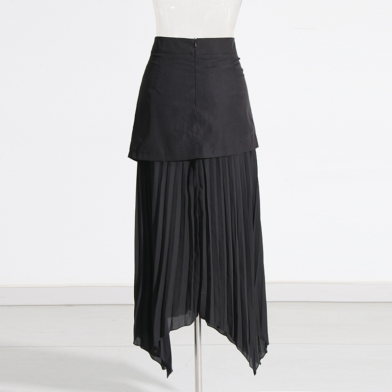 Elegáns stílusú 2025 őszi új, tiszta színű, aszimmetrikus, bojtos, rakott, középhosszú szoknya nőknek, divatos