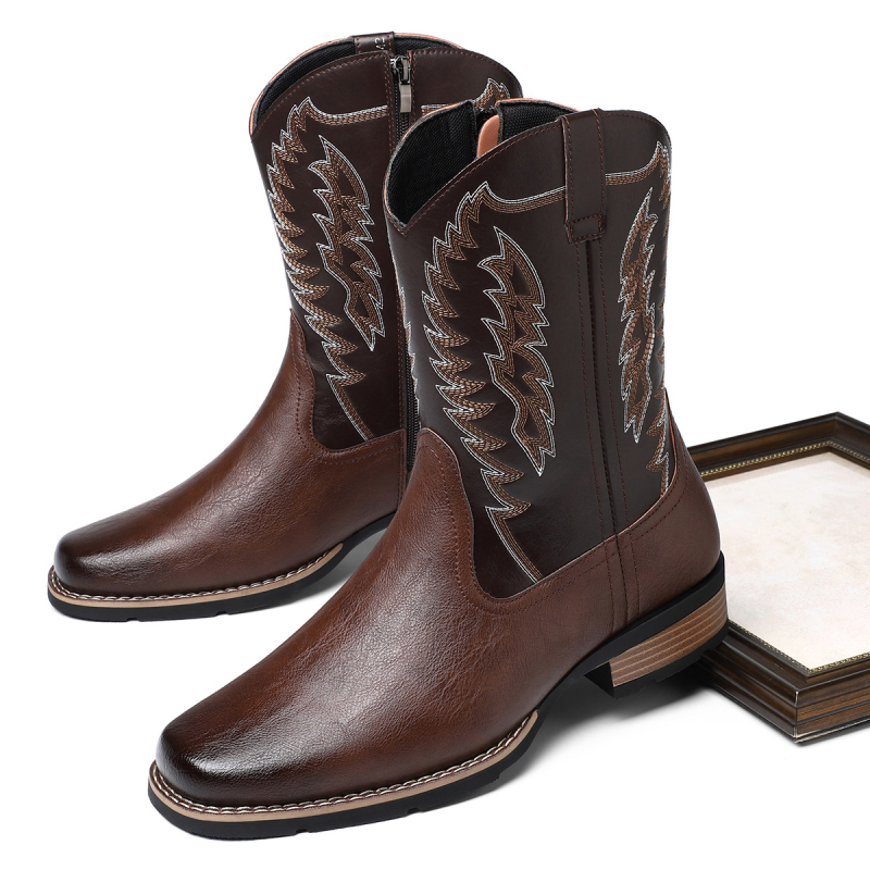 Plius dydžio vesterno stiliaus džinsiniai batai, aukštakulniai siuvinėti, retro europietiško ir amerikietiško stiliaus, madingi motociklo batai, jojimo batai, riterio batai