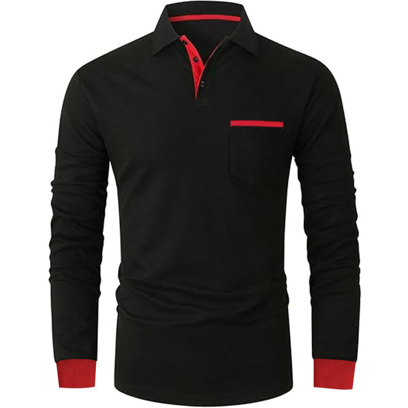 Tricou polo bărbătesc cu mânecă lungă și rever, vânzare rapidă, vânzare rapidă, Europa și Statele Unite, 2025, transfrontalier