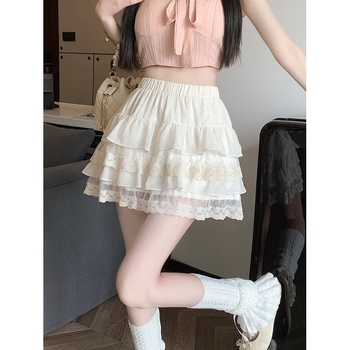 Fehér csipkés tortaszoknya, női tavaszi-nyári, magas derekú, karcsúsító, kis karakterű szoknya, hercegnős ponte szoknya