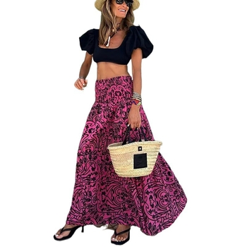 Független Állomású TEMU Határokon Átnyúló Női Új Rugalmas Elasztikus Magas Derekú Virágmintás Szoknya Hétköznapi Ünnepi Strandszoknya