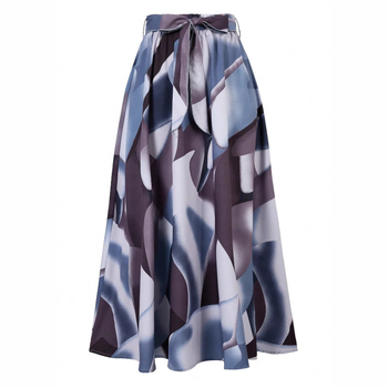 Amazon 2024 európai és amerikai stílusú rugalmas derékú geometrikus mintás fűzős laza, hétköznapi, divatos, elegáns szoknya nőknek