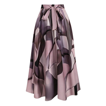 Amazon 2024 európai és amerikai stílusú rugalmas derékú geometrikus mintás fűzős laza, hétköznapi, divatos, elegáns szoknya nőknek