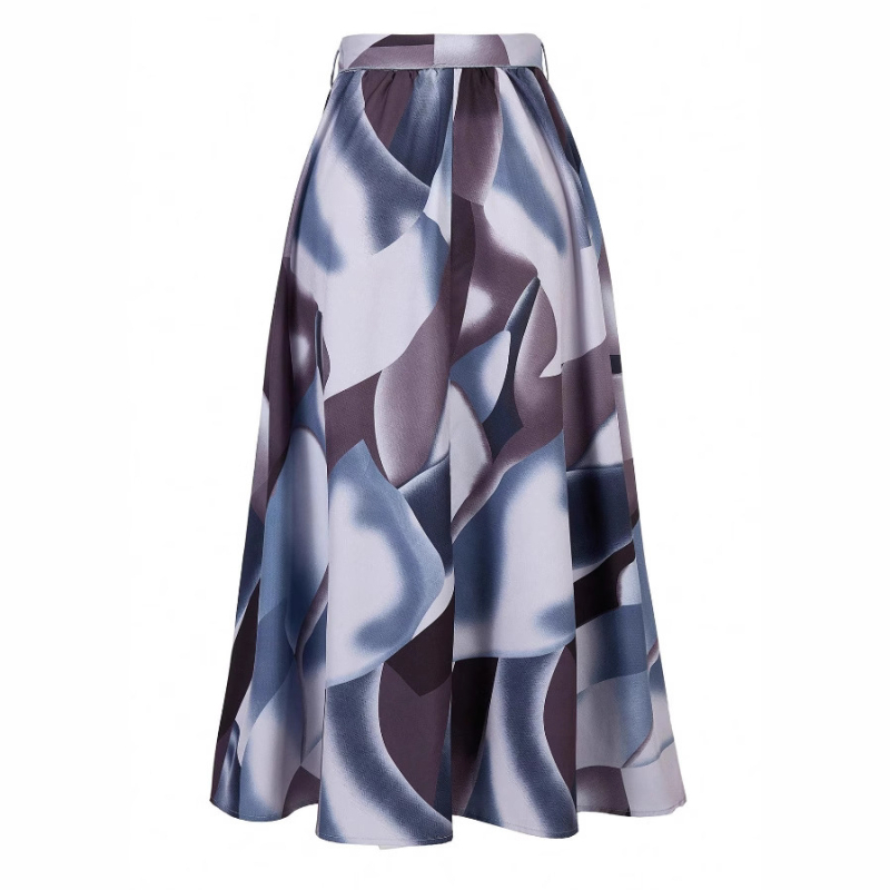 Amazon 2024 európai és amerikai stílusú rugalmas derékú geometrikus mintás fűzős laza, hétköznapi, divatos, elegáns szoknya nőknek