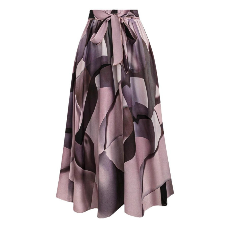 Amazon 2024 európai és amerikai stílusú rugalmas derékú geometrikus mintás fűzős laza, hétköznapi, divatos, elegáns szoknya nőknek