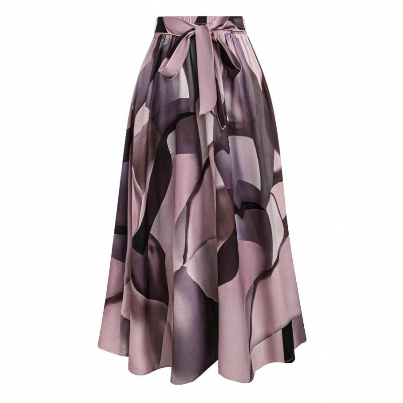 Amazon 2024 európai és amerikai stílusú rugalmas derékú geometrikus mintás fűzős laza, hétköznapi, divatos, elegáns szoknya nőknek