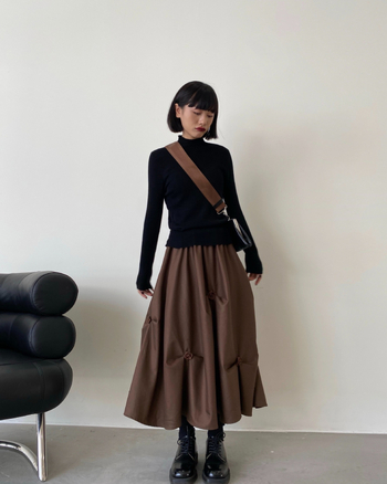 Word háromdimenziós őszi és téli esernyőszoknya dizájn magas derekú, szabálytalan virágmintás szoknya. Kicsi, nagy, lenge, hosszú, rakott női szoknya.