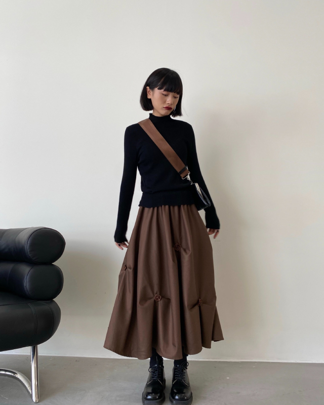 Word háromdimenziós őszi és téli esernyőszoknya dizájn magas derekú, szabálytalan virágmintás szoknya. Kicsi, nagy, lenge, hosszú, rakott női szoknya.