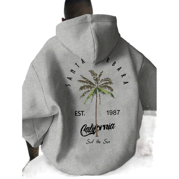 1 db-os férfi alkalmi trópusi pálmamintás kapucnis pulóver