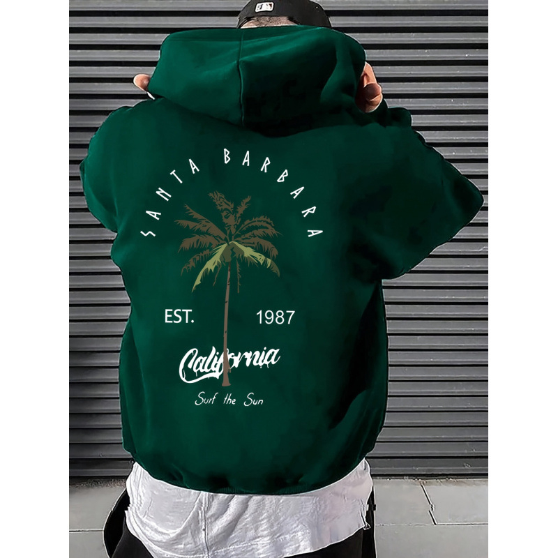 1 db-os férfi alkalmi trópusi pálmamintás kapucnis pulóver