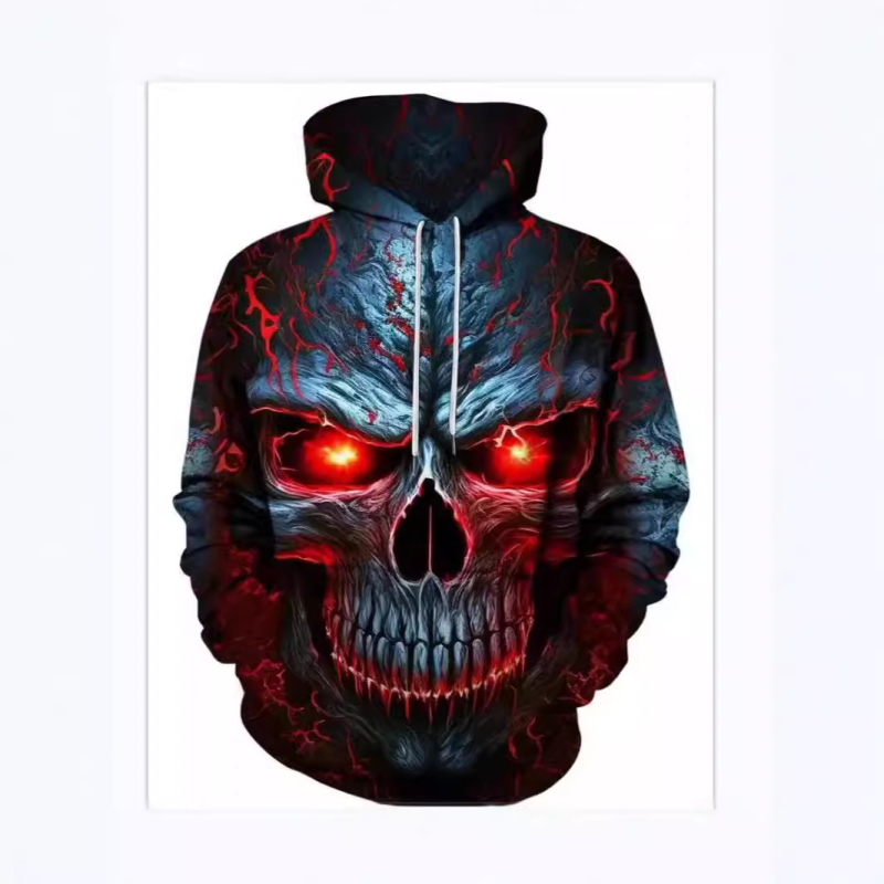 temu határokon átnyúló, dögös koponya 3D nyomtatott pulóver fiúknak, kapucnis pulóver