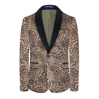 Леопардов принт, ежедневен костюм, мъжко яке, пролетно и есенно модерно мъжко яке, единичен западен висок клас, малък костюм, мъжко яке