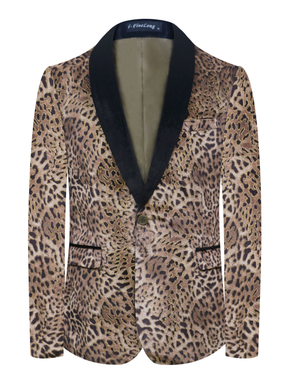 Леопардов принт, ежедневен костюм, мъжко яке, пролетно и есенно модерно мъжко яке, единичен западен висок клас, малък костюм, мъжко яке