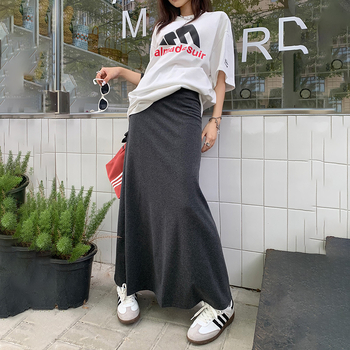 Beaver House #2 színű retró magas derekú, laza csípőszoknya, mártott A-vonalú szoknya, mindenhez illő, karcsúsított, lezser, hosszú szoknya