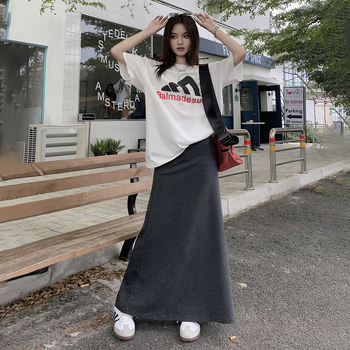 Beaver House #2 színű retró magas derekú, laza csípőszoknya, mártott A-vonalú szoknya, mindenhez illő, karcsúsított, lezser, hosszú szoknya