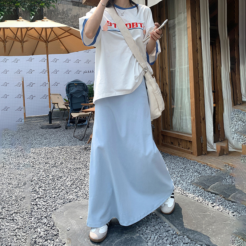 Beaver House #2 színű retró magas derekú, laza csípőszoknya, mártott A-vonalú szoknya, mindenhez illő, karcsúsított, lezser, hosszú szoknya