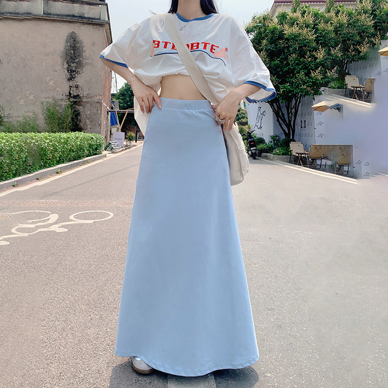 Beaver House #2 színű retró magas derekú, laza csípőszoknya, mártott A-vonalú szoknya, mindenhez illő, karcsúsított, lezser, hosszú szoknya