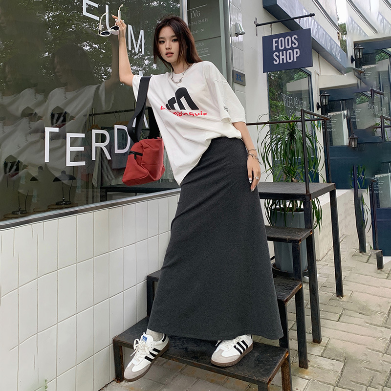 Beaver House #2 színű retró magas derekú, laza csípőszoknya, mártott A-vonalú szoknya, mindenhez illő, karcsúsított, lezser, hosszú szoknya