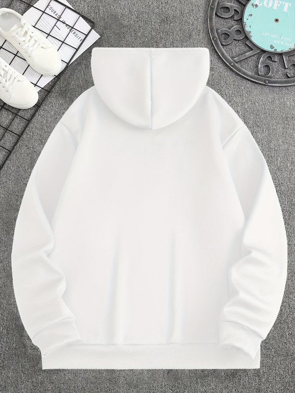 Férfi lezser francia frottír kapucnis pulóver, monogrammal, bő szabású, Po