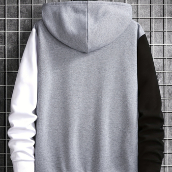 2024 трансграничен Amazon нов европейски и американски мъжки цветно съчетаващ се цветен шев моден пуловер с поларена подплата ежедневен спортен