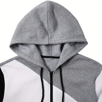 2024 трансграничен Amazon нов европейски и американски мъжки цветно съчетаващ се цветен шев моден пуловер с поларена подплата ежедневен спортен