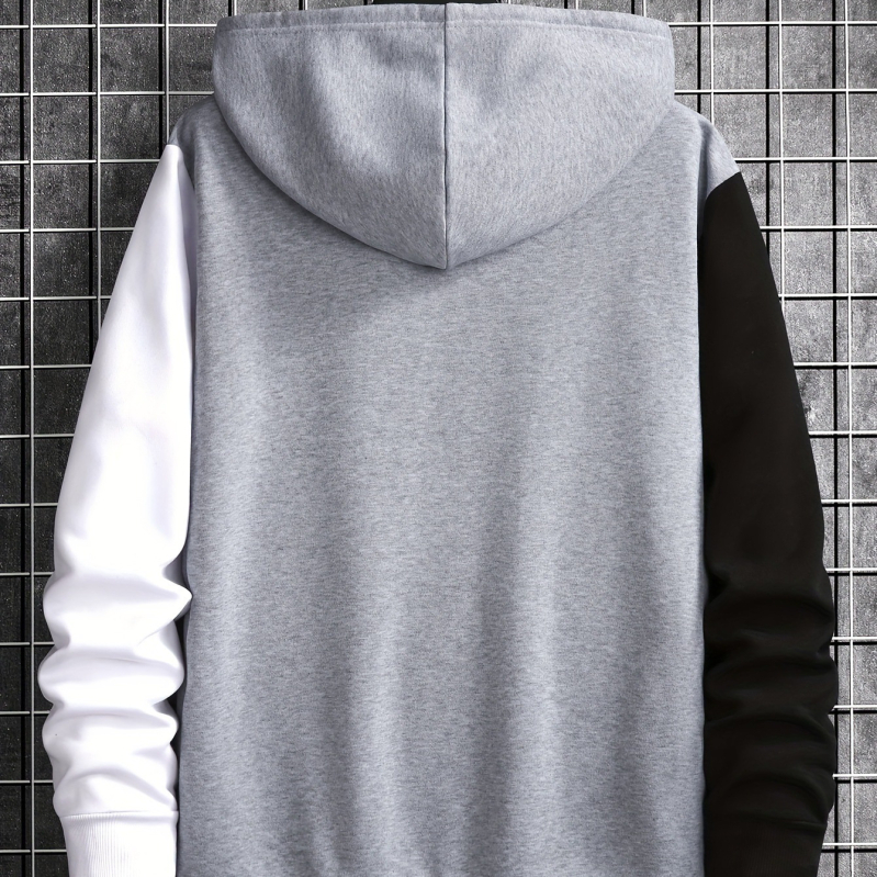 2024-es, határokon átnyúló, Amazon új, európai és amerikai férfi színben illeszkedő, színvarrásos divatos pulóver, polár béléssel, hétköznapi sportruházat