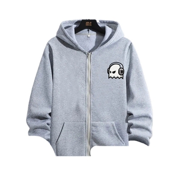 Мъжки ежедневен модерен суичър с цип и щампа Ghost Graphic