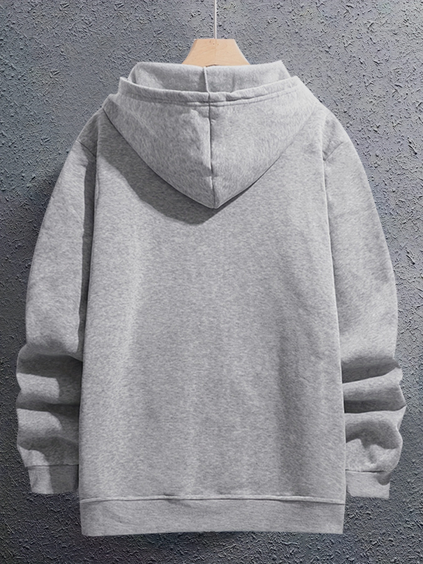 Férfi lezser, divatos, cipzáras, szellemmintás, hosszú ujjú kapucnis pulóver