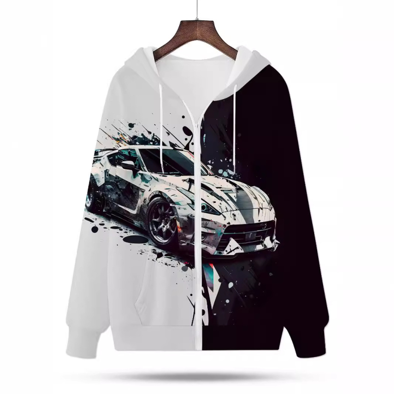 Új, határokon átnyúló, népszerű 3D nyomtatott kapucnis, laza cipzáras pulóver DINGZHI figurára