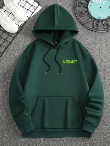 Férfi őszi-téli angyalmintás kapucnis velúr pulóver